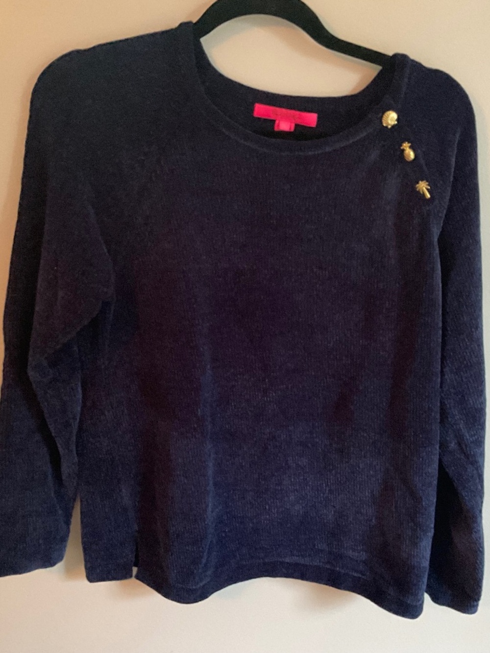 Lilly Pulitzer Chenille Sweater w/fabulous buttons!